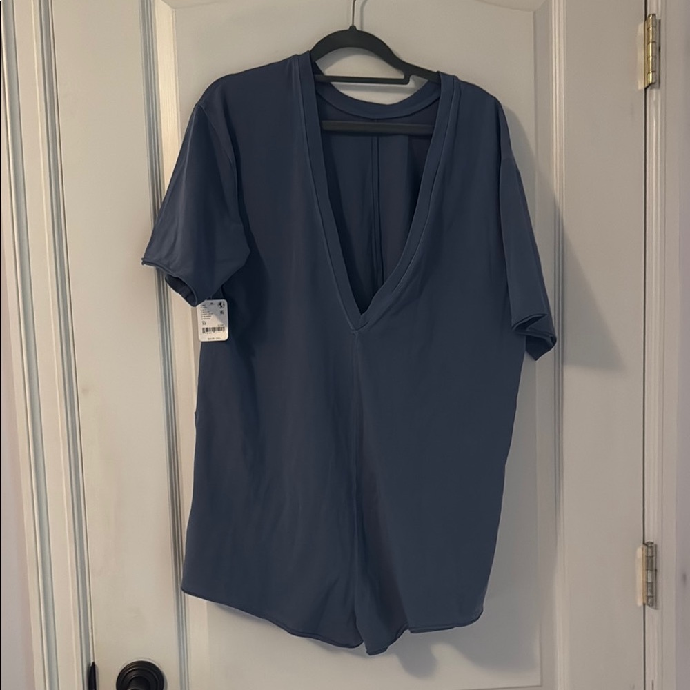 Free People Movement Deep V-Neck Gray Women's Top